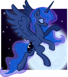 Size: 4000x4479 | Tagged: safe, artist:kp-shadowsquirrel, artist:spier17, princess luna, g4, eyes closed, female, flying, missing accessory, moon, night, simple background, solo, transparent background, vector