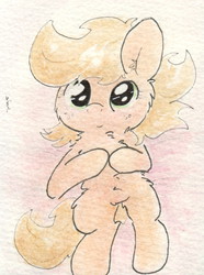 Size: 670x902 | Tagged: safe, artist:slightlyshade, applejack, g4, alternate hairstyle, female, solo, traditional art