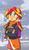 Size: 586x1000 | Tagged: dead source, safe, artist:baekgup, sunset shimmer, equestria girls, g4, blushing, book, clothes, cute, female, jacket, journey book, moe, scarf, shimmerbetes, skirt, snow, snowfall, solo, winter
