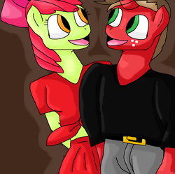 Size: 1062x1058 | Tagged: safe, artist:mojo1985, apple bloom, oc, oc:macon, anthro, g4, anthro oc