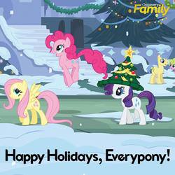 Size: 550x550 | Tagged: safe, fluttershy, pinkie pie, rarity, g4, official, discovery family, discovery family logo