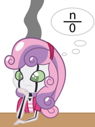 Size: 3800x5051 | Tagged: safe, artist:ex-machinart, sweetie belle, robot, friendship is witchcraft, equestria girls, g4, divide by zero, error, female, logic bomb, math, simple background, smoke, solo, sweetie bot, thinking, thought bubble, transparent background