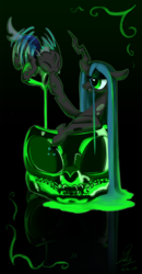 Size: 753x1444 | Tagged: safe, artist:chirpy-chi, queen chrysalis, changeling, changeling queen, g4, female, skull
