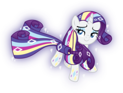 Size: 2254x1700 | Tagged: safe, artist:xebck, rarity, pony, unicorn, g4, bedroom eyes, dragon ball, female, multicolored hair, rainbow hair, rainbow power, rainbow power-ified, rainbow tail, simple background, solo, super saiyan, transparent background, vector