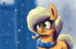 Size: 1000x650 | Tagged: safe, artist:heir-of-rick, applejack, daily apple pony, g4, alternate hairstyle, bowtie, hatless, missing accessory