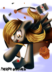 Size: 693x957 | Tagged: safe, artist:familyof6, derpy hooves, pegasus, pony, g4, female, letter, mare, muffin, solo