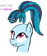 Size: 152x181 | Tagged: safe, artist:woox, sonata dusk, pony, g4, bald, confused, female, mane, mane monster, ponified, realzies, scrunchy face, solo, wat