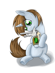Size: 1200x1600 | Tagged: safe, artist:burnout, oc, oc only, oc:littlepip, pony, unicorn, fallout equestria, explicit source, fanfic, fanfic art, female, gun, handgun, horn, little macintosh, mare, pipbuck, revolver, simple background, solo, weapon, white background
