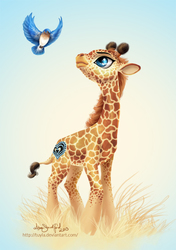 Size: 397x564 | Tagged: safe, artist:paintedhoofprints, bird, giraffe, original species, cutie mark