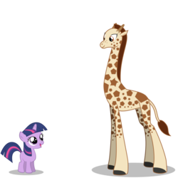 Size: 894x894 | Tagged: safe, artist:anarchemitis, twilight sparkle, oc, oc:lenaywa, giraffe, original species, g4, female, filly, filly twilight sparkle, looking up, open mouth, simple background, smiling, transparent background, vector