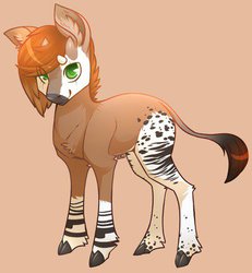 Size: 370x400 | Tagged: safe, artist:goatbreath, oc, oc only, oc:porofuyu, okapi, cloven hooves, horns, solo, stripes