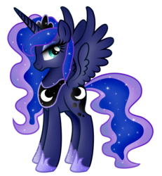 Size: 2006x2174 | Tagged: safe, artist:dianlie, princess luna, g4, female, high res, simple background, smiling, solo, spread wings, transparent background