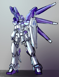 Size: 5100x6600 | Tagged: safe, artist:checkerboardazn, rarity, g4, absurd resolution, crossover, female, gundam, hi nu gundam, solo