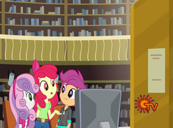 Size: 1280x952 | Tagged: safe, apple bloom, scootaloo, sweetie belle, human, equestria girls, g4, cutie mark crusaders, sun tv, surya tv, tamil, telugu