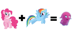 Size: 1918x967 | Tagged: safe, pinkie pie, rainbow dash, g4, ashleigh ball, female, lesbian, offspring, pac-man, pac-man and the ghostly adventures, pinky (pac-man), ship:pinkiedash, shipping, voice actor joke