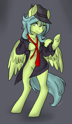 Size: 1128x1920 | Tagged: safe, artist:cloud-up, oc, oc only, oc:cloud-up, clothes, fedora, hat, necktie, solo