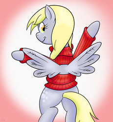 Size: 1280x1387 | Tagged: safe, artist:dsninja, derpy hooves, pegasus, pony, g4, backwards, boob window, clothes, female, i just don't know what went wrong, keyhole turtleneck, mare, open-chest sweater, solo, sweater, turtleneck