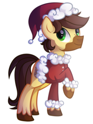 Size: 1357x1800 | Tagged: safe, artist:drawntildawn, oc, oc only, oc:caspasin42, calpain, christmas, hat