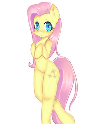 Size: 2885x3300 | Tagged: safe, artist:kyuniko, fluttershy, pony, semi-anthro, g4, belly button, bipedal, chest fluff, female, high res, solo