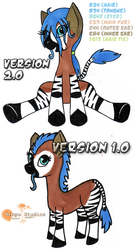 Size: 538x1000 | Tagged: safe, artist:ginpu, oc, oc only, oc:mylo, okapi, original species, blue mane, long tongue, stripes