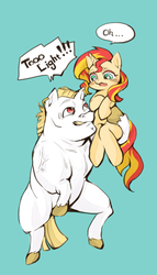 Size: 480x840 | Tagged: safe, artist:wan, bulk biceps, sunset shimmer, pony, g4