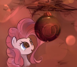 Size: 1147x1000 | Tagged: safe, artist:scootiebloom, pinkie pie, g4, bauble, christmas ornament, christmas tree, decoration, female, reflection, solo, tree