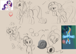 Size: 1024x724 | Tagged: safe, artist:chun man, rainbow dash, rarity, g4, how to draw, sketch dump