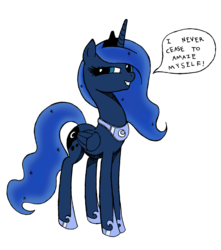 Size: 2452x2778 | Tagged: safe, artist:shadawg, princess luna, g4, female, grin, high res, simple background, solo, speech bubble, transparent background