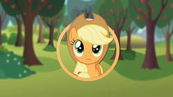 Size: 1920x1080 | Tagged: safe, artist:francisksv, artist:pixiepea, applejack, g4, apple orchard, looking up, vector, wallpaper