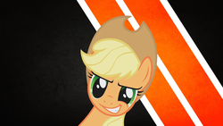 Size: 1920x1080 | Tagged: safe, artist:solar-hawk, applejack, g4, evil smile, grin, simple, vector, wallpaper