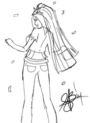 Size: 500x682 | Tagged: safe, artist:xxxsketchbookxxx, aria blaze, equestria girls, g4, female, monochrome, quick sketch, solo