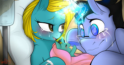 Size: 1910x1000 | Tagged: safe, artist:dragonfoxgirl, oc, oc only, pony, crying, duo, foal, happy, newborn