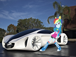 Size: 1600x1200 | Tagged: safe, rainbow dash, equestria girls, g4, car, mercedes-benz, mercedes-benz biome concept