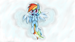 Size: 3840x2160 | Tagged: safe, artist:thunderelemental, rainbow dash, g4, belly button, blushing, cross-popping veins, female, high res, snow, snow angel, solo, tsunderainbow, tsundere