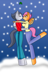 Size: 1181x1748 | Tagged: safe, rumble, scootaloo, anthro, g4, female, male, raised leg, ship:rumbloo, shipping, straight