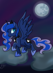 Size: 800x1095 | Tagged: safe, artist:quincydragon, princess luna, g4, cloud, female, moon, solo