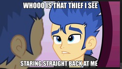 Size: 960x549 | Tagged: safe, screencap, flash sentry, equestria girls, g4, disney, exploitable meme, image macro, lyrics, male, meme, mulan, solo, song, song reference, waifu thief