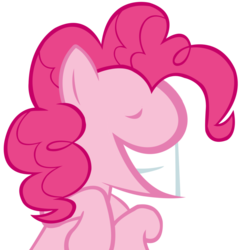 Size: 850x850 | Tagged: artist needed, safe, pinkie pie, earth pony, pony, g4, big mouth, female, grin, mare, nightmare fuel, no eyes, nostrils, not salmon, simple background, smiling, solo, squee, transparent background, wat, your soul is mine