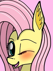 Size: 1536x2048 | Tagged: safe, artist:sketchyartist, fluttershy, g4, blushing, looking at you, wink