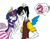 Size: 500x389 | Tagged: safe, artist:rikitikitavi-tyan, discord, princess cadance, shining armor, twilight sparkle, human, g4, argument, clothes, dress, fight, humanized, twilight sparkle (alicorn)