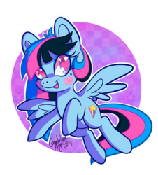 Size: 1043x1156 | Tagged: safe, artist:dolcisprinkles, oc, oc only, oc:neon streak, pegasus, pony, heart eyes, simple background, solo, sparkly eyes, transparent background, wingding eyes