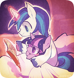 Size: 590x624 | Tagged: safe, artist:shimanie, shining armor, twilight sparkle, g4, book, brother and sister, cute, duo, female, filly, male, pixiv, shining adorable, siblings, twiabetes