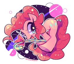 Size: 776x674 | Tagged: safe, artist:shimanie, pinkie pie, earth pony, pony, g4, abstract background, candy, candy cane, cute, diapinkes, female, food, mare, open mouth, pixiv, solo