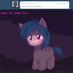 Size: 800x800 | Tagged: safe, artist:pekou, firefly, ask fyrefly, g1, ask, crying, female, filly, solo, tumblr, younger