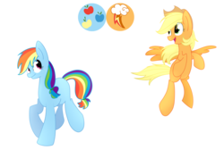 Size: 4005x3000 | Tagged: safe, artist:yaco, applejack, rainbow dash, g4, blank flank, cutie mark, duo, female, palette swap