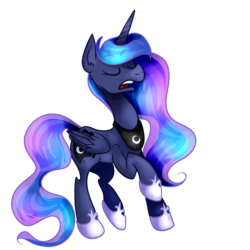 Size: 1280x1280 | Tagged: safe, artist:miningcazzy, princess luna, g4, eyes closed, female, raised hoof, simple background, solo, transparent background