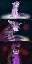 Size: 2000x4000 | Tagged: safe, artist:arynalba, twilight sparkle, alicorn, pony, fanfic:the strange case of princess twilight and miss midnight, g4, alternate cutie mark, clothes, comic, corrupted, corrupted twilight sparkle, corruption of magic, crossover, crying, dark magic, dark twilight, dark twilight sparkle, darkened coat, darkened cutie mark, darkened hair, darklight, darklight sparkle, dr. jekyl and mr. hyde, dr. sparkle and miss twilight, dr. sparkle and ms. hide, evil, evil twilight, female, horn, magic, mare, missing horn, red eyes, solo, suit, the strange case of dr. jekyl and mr. hyde, the strange case of dr. sparkle and miss twilight, twilight is anakin, twilight sparkle (alicorn), two sides