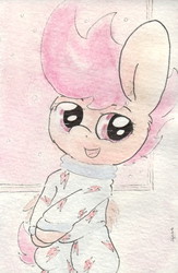 Size: 684x1048 | Tagged: safe, artist:slightlyshade, scootaloo, g4, clothes, cute, cutealoo, female, footed sleeper, pajamas, solo, traditional art