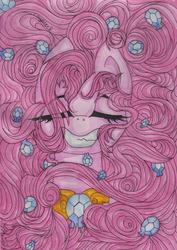 Size: 706x1000 | Tagged: safe, artist:rinioshi, pinkie pie, g4, element of laughter, female, long hair, solo, traditional art