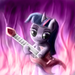 Size: 800x800 | Tagged: safe, artist:sergeantbuck, twilight sparkle, pony, g4, bipedal, female, guitar, musical instrument, solo